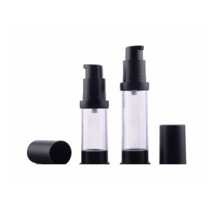 Plastic Small Airless Cosmetic Bottles 5ml 10ml Black Refillable With OEM