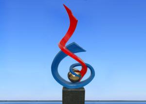 China 2.4m Burning Torch Painted Metal Sculpture For Plaza / Square Decoration factory