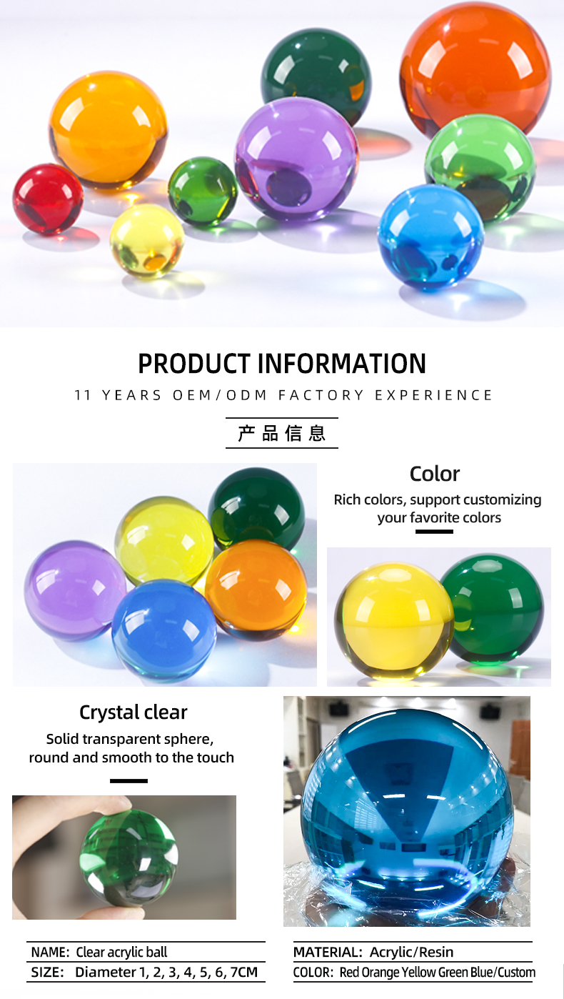 Customize clear acrylic balls large acrylic sphere Resin Colorful Balls Home Decor Acrylic Ball