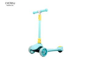 China Blue 3 Wheel Kids Scooter PU With Adjustable Height factory