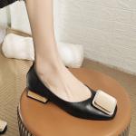 HZM023 Thick Heel Single Shoes Women Low Heel Shallow Mouth Mary Jane Women'S