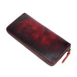 Handmade Vintage Rub Color Gradient Japanese Long Zipper Genuine Leather Wallet