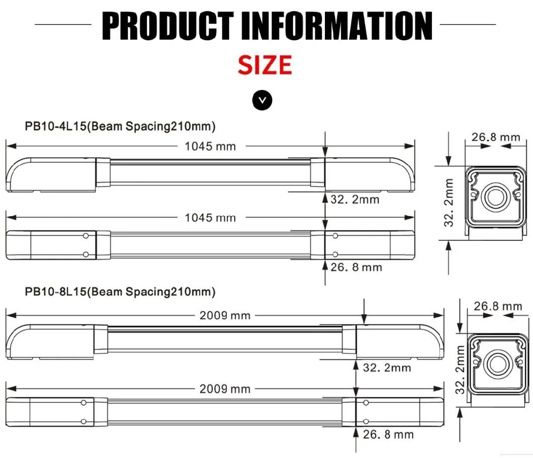 30cm Curtain Photocell Waterproof Photoelectric Sensor for Most Commercial and Industrial Door
