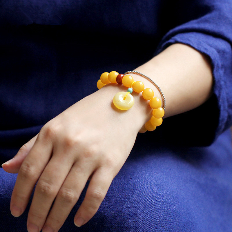 Jewellery Beeswax Amber Blood Pearl Bracelet Trend New Design Amber Stone Handmade Rosary Beads-66 Acrylic Muslim Prayer Beaded Bracelets Tesbih