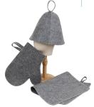 5 pcs Grey Wool Felt Sauna Hat Sets for Russian Banya Sauna With organizer bag