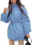 100% Polyester Belted Ladies Long Puffer Coat Jackets Zipper Closure