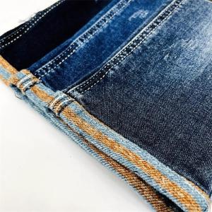 China 13.5Oz Indigo Dyed Denim Cotton Polyester Blended Stripe Jeans Inner TianSL factory