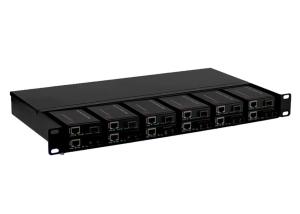 China 1U 19inch 12 Slots Mini Fiber Optic Media Converter Rack With Dual Power AC 220V And DC48V factory