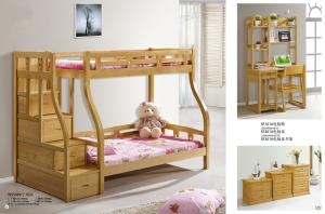 China Modern beech Wooden Bunk bed,double bunk bed,double decker bed home furniture on sale