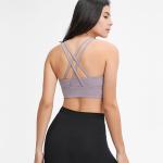 New Design Shock Proof High Neck Cross Back Sports Bra Mesh Logo Custom Exercise