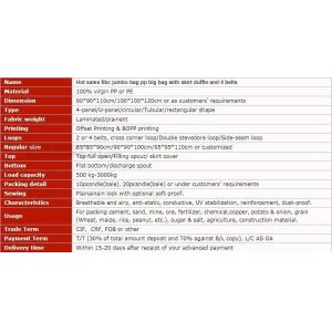 Virgin Polypropylene PP Woven Big Bulk Bag Jumbo Bag FIBC For Packing Sand 1 Ton