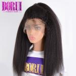 Brazilian Kinky Straight Human Hair , Straight Lace Frontal Single Knots 100%