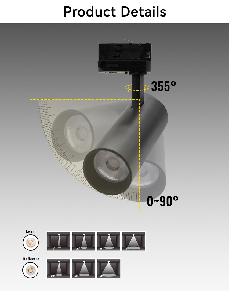 2784lm TRI CCT Dimmable Track Lighting Led 32W Matt Black Spot Lights