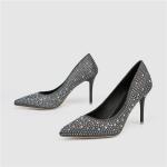 ZM010 9628-6 Trend New Pointed Sequins Pure Color All-Match Stiletto High Heels