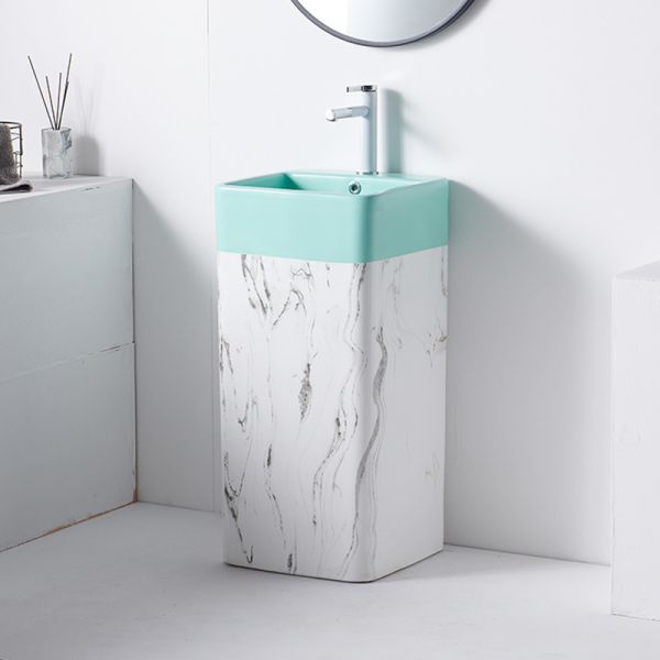 China Self Cleaning Rectangular Ceramic Wash Basin Pedestal Bathroom Sink factory