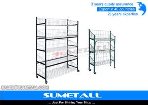 China Multi Layer Metal Wire Shelving / Wire Display Rack With Wheels For Placing Foods factory