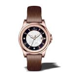 37.0mm Japan movt stainless steel round case genuine leather strap watches for