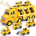 Friction Power Vehicle Toy Carrier Transport Trucks Car Set for Toddlers Age 2-4