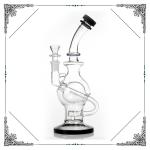 Ball Recycle Bong 9'' Glass Smoking Pipes 14.4mm Joint Size Clear Color