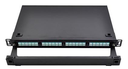 MPO LC Fiber Optic Patch Panel , Optical Fiber Distribution Panel 1U IEC