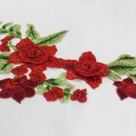 34*18 CM Red Flower Embroidered Applique Patches For DIY Dress Decorative