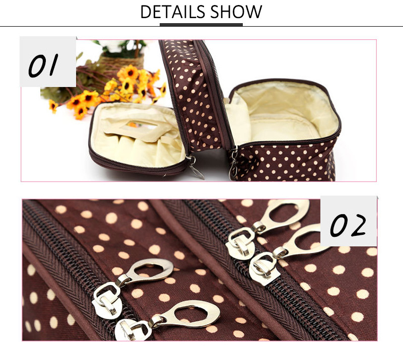Multifunction Washable Double Layer Polyester Cosmetic Bag