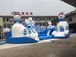 China Outdoor Amazing Bear Inflatable Water Park With Slide Blue And White factory