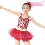 Fancy Kids Dance Costumes Floral Sequin Dress Matching Tulle Tutu Skirt