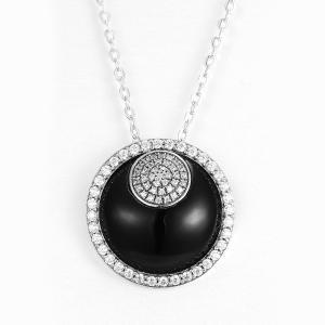 China 925 Sterling Silver White Jade Round Gemstone Pendant For Everyday/Wedding/Party factory