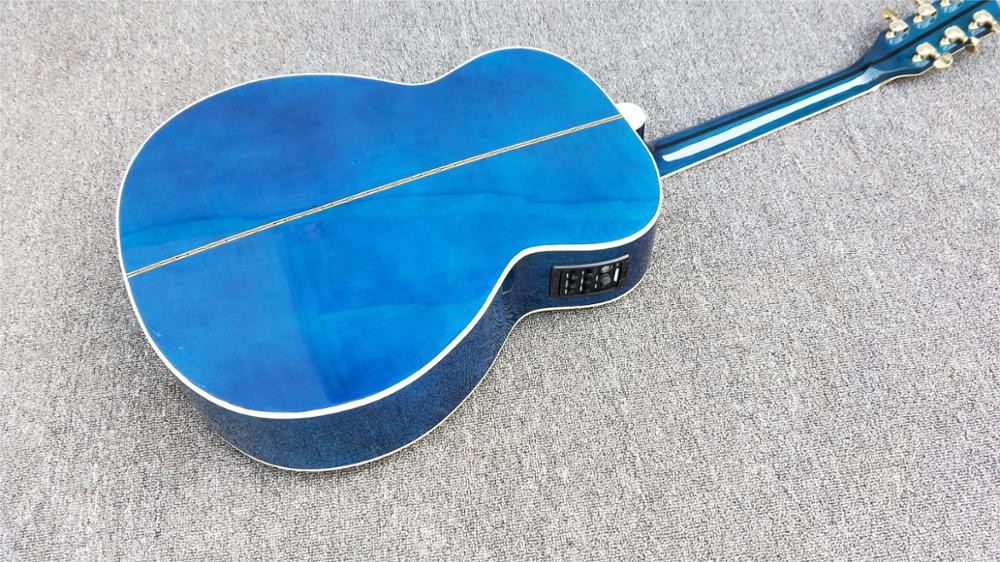 Top quality Gibson Blue G200 classic acoustic guitar,Golden Hardware,Solid Sprue top,Factory Custom Maple body guitar