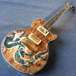 China New high-quality custom LP electric guitar, Abalone Dinosaur inlaid fingerboard &amp; body custom LP Electric guitar, free s factory