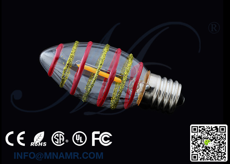 Traditional LED Flame Lights Mini C9 Edison Bulb E12 1w 110v-240vac