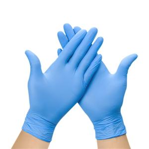China CE FDA blue 4 mil non sterile Powder Free Nitrile Disposable Gloves of 100 factory
