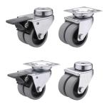 50MM Bolt Hole Swivel Head 132LBS TPR Rubber Casters Twin Wheel Industrial