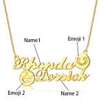 1.8ft 0.07oz Emoji Gold Necklace S925 Memorial Initial Name Necklace