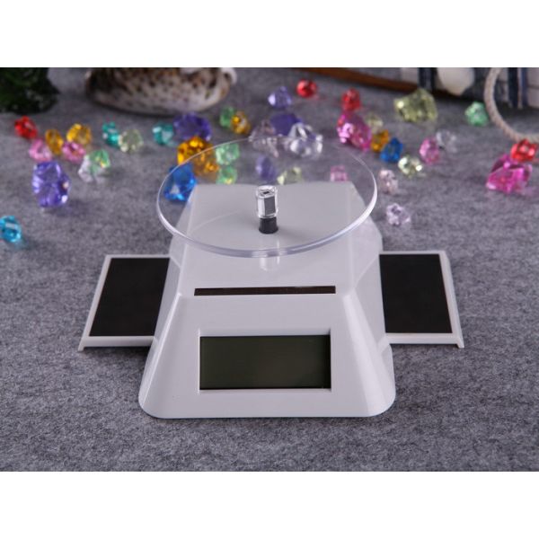 90mm Plate Acrylic Solar Powered Display Turntable Eco Friendly Logo Available
