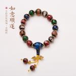 Hot Sale Multicolor 10 MM Pink Crack Shape Glass Beaded Bracelet Beautiful