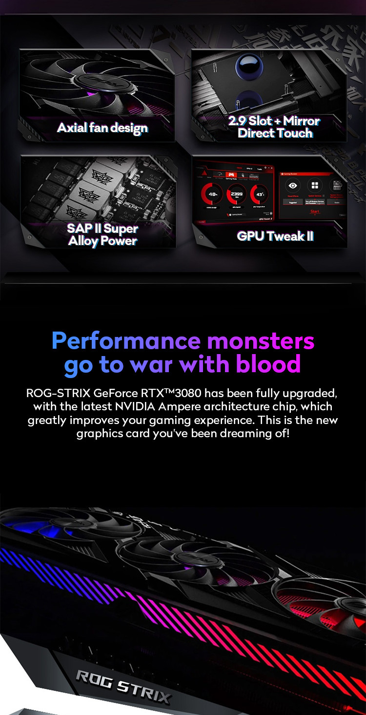 DirectX 12 Computer Graphics Card ROG-STRIX-RTX3080-O10G-GAMING ASUS Graphics Card