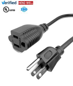 China 18/16AWG Wire Gauge USA Power Extension Cord For NEMA 5-15P To 5-15R And 10A-13A Current Rating factory