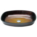Gradient Brown Tempered Bathroom Wash Basins Melon Shape Table Top Solid Glass