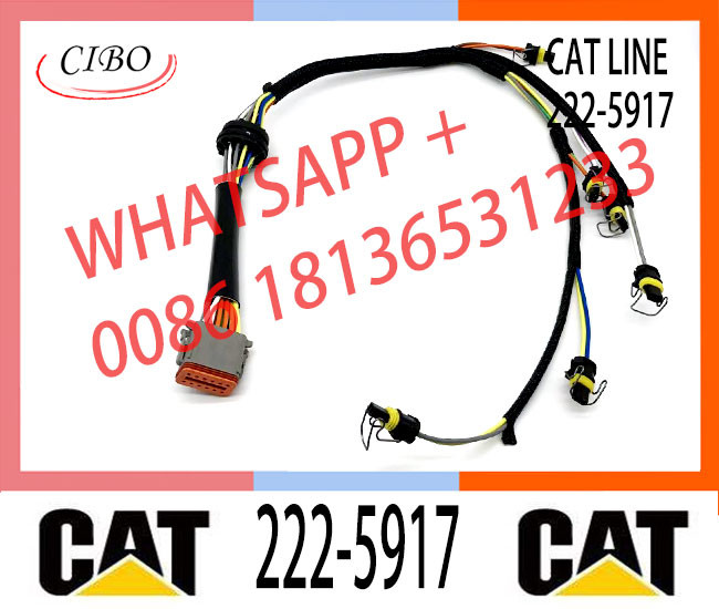 Excavator Standard Size E324D E325D E329D E323D C7 Nozzle Harness Engine Fuel Injector Wire Harness 222-5917