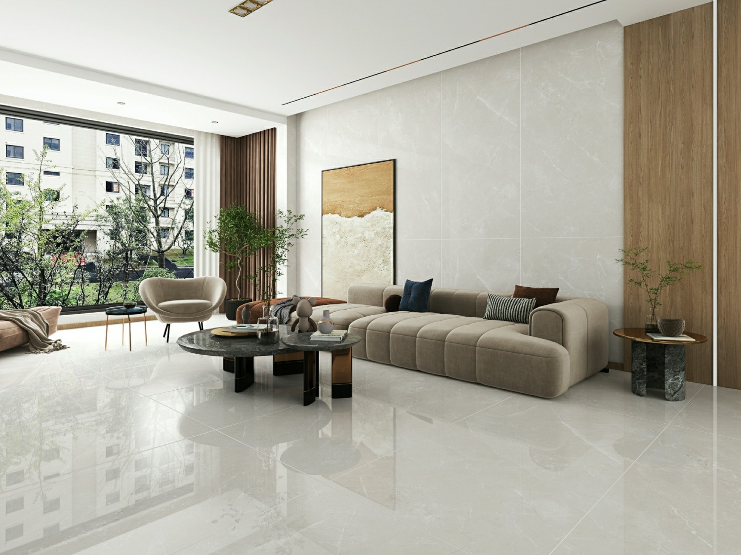 Beige 900x1800x9mm Vintage Tiles Indoor Wall Porcelain Glazed Polished Tile SGS For Renovation And Rebuilding