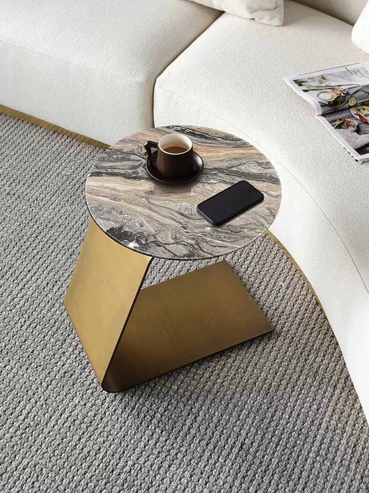 Stainless Steel Leg Sofa Side Table Marble Counter Top Modern End Tables
