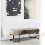 Gold 150cm Fancy Leather Couch 50cm Ottoman Sofa Bed