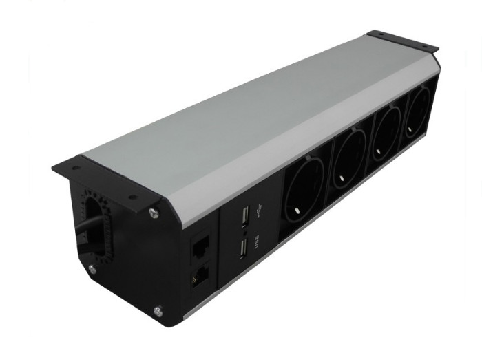 Aluminum Alloy Eu Under Desk Power Sockets Outlet For Meeting Room Furniture