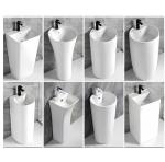 Unique One Piece Ceramic Sanitary Wares Pedestal Round Basin with Cleaning