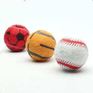 China Dog Tennis Ball Toy Pet Chew Toy With Paw Prints Squeaky Dog Tennis Balls factory