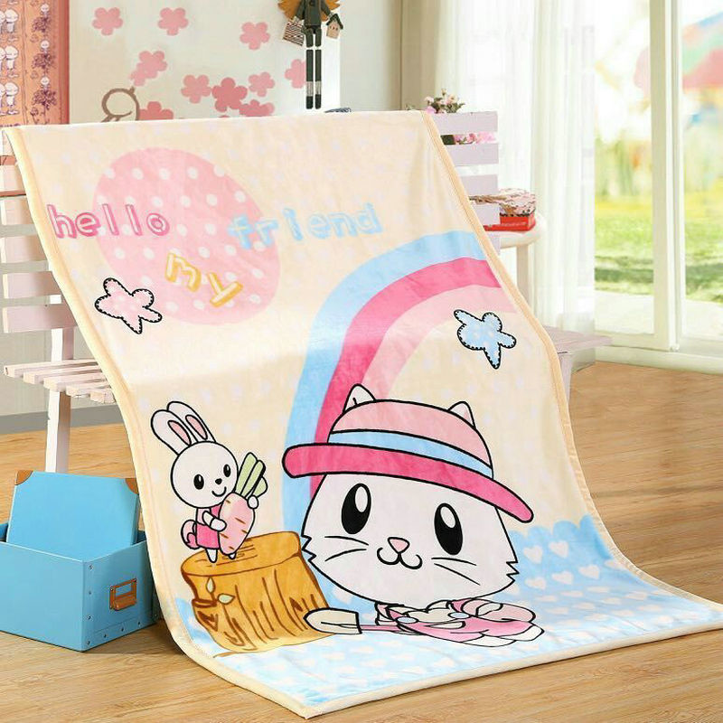 Cartoon Character Polyester Flannel Fleece Blanket For Infant Baby In Bed / Sofas