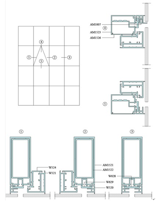 Thin Wall Aluminum Curtain Wall Profile For Construction , Mill Finished