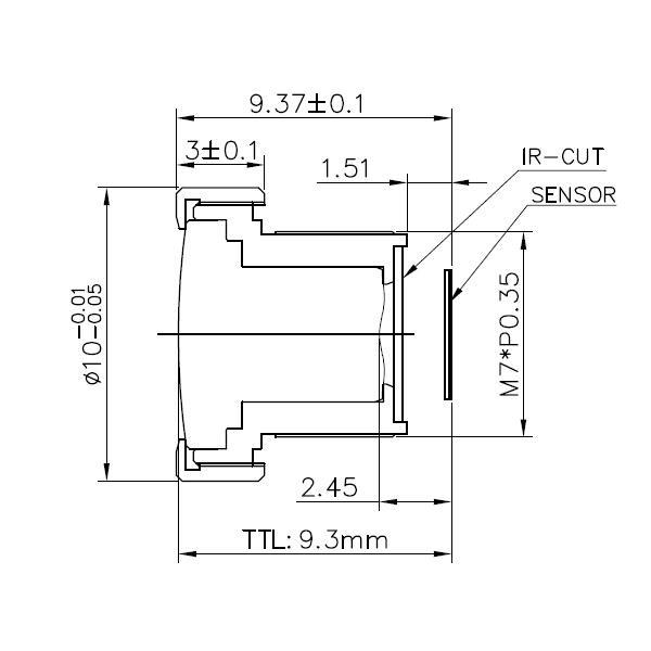 1/4" 2.3mm Megapixel M7*0.35 mount 140degree Wide Angle Lens for 1/4" 1.3MP~3MP